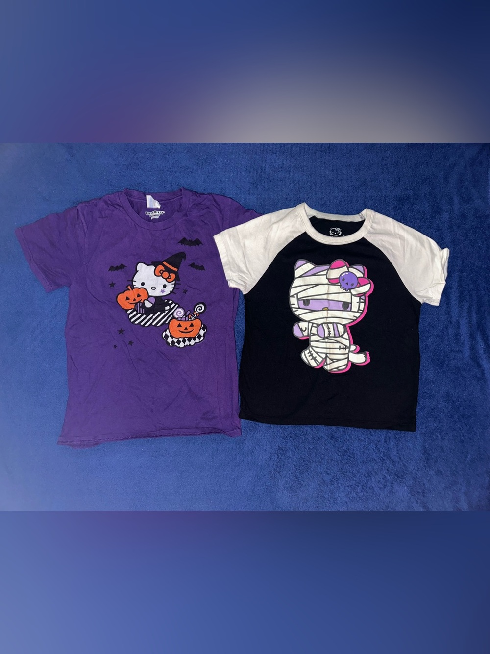 Girls Hello Kitty Lot of 2 Halloween T-Shirt Tee Shirt Size Large L Mummy Witch